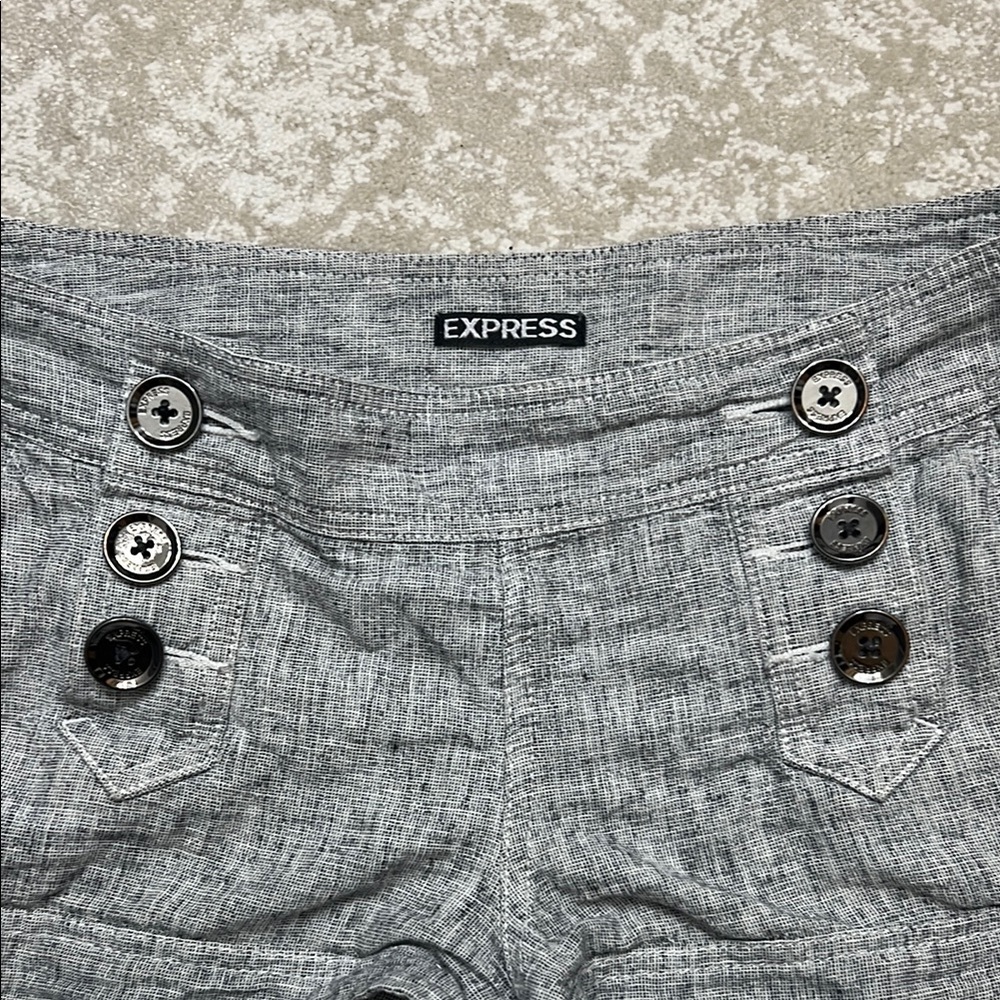 Express Women's Y2K Lowrise Micro  Shorts- Heathered Grey - Picture 2 of 3